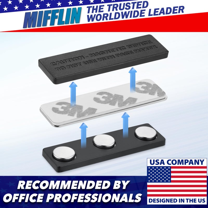 MIFFLIN ميفلين-الولايات المتحدة - مغناطيس علامات الاسم - 10 عبوة، 1.75 × 0.5 بوصة - حامل بطاقة هوية متميز مع 3 مغناطيسات نيديميوم قوية إضافية - Image 4